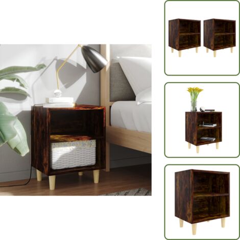 Tables de chevet et pieds en bois 2 pcs Chêne fumé 40x30x50 cm - Table De Chevet - Meuble De Chambre - Table D'appoint - Design Scandinave - Table Basse