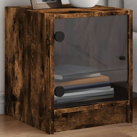 Tables de chevet et portes vitrées 2 pcs-Lot de 2 Table de nuit chêne fumé 35x37x42 cm 626448
