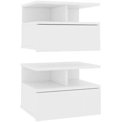 KALISSE Tables de chevet flottantes 2 pcs Blanc 40x31x27 cm Aggloméré