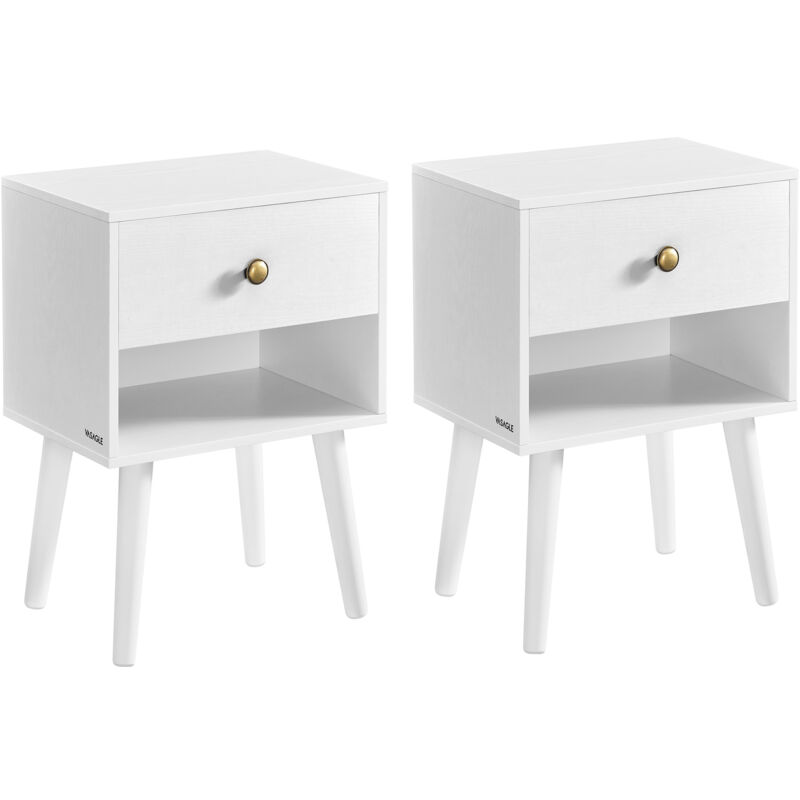 Tables de Chevet, Lot de 2, avec Tiroir et Compartiment Ouvert