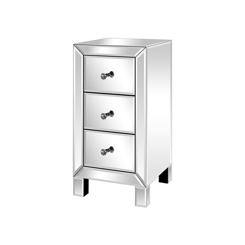 Tables de Chevet Miroir en Verre, Meuble de Rangement avec 3 Tiroirs pour Chambre, Able de Nuit en Miroir, Miroir Meuble de Rangement en Verre pour