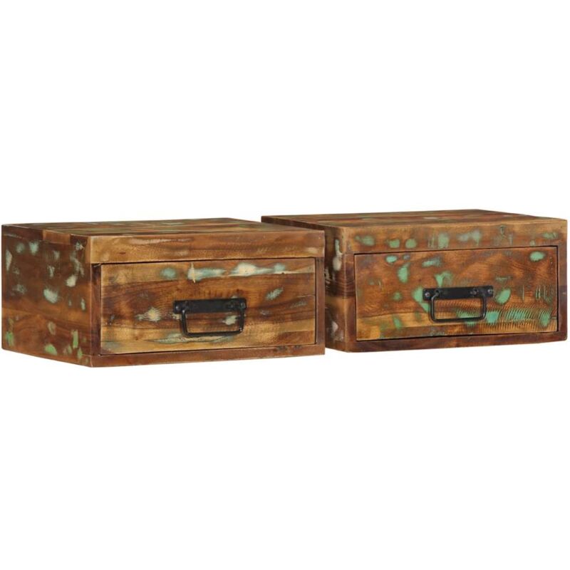 Tables de chevet murales 2 pcs bois massif de récupération Vidaxl