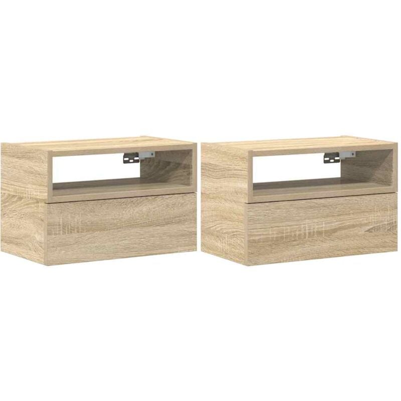 Tables de chevet murales 2 pcs chêne sonoma 45x26x28,5 cm vidaXL