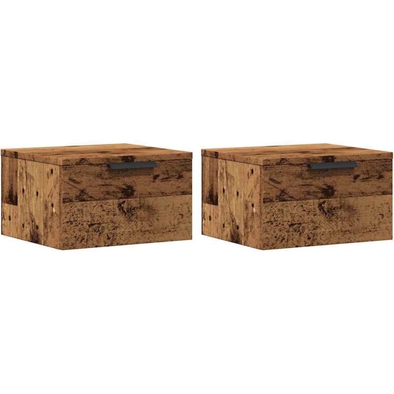 Vidaxl - Tables de chevet murales 2 pcs vieux bois 34x30x20 cm