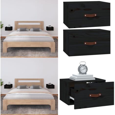 Tables de chevet murales 2 pcs Noir 40x29,5x22 cm - Table De Chevet Murale - Meuble De Rangement Mural - Commode Murale - Étagère Murale - Déco Murale - Home & Living