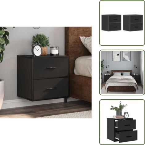 Tables de chevet murales 2 pcs noir 40x31x39,5 cm - Table De Chevet Murale - Tables De Chevet Murales - Armoire - Armoire De Chevet
