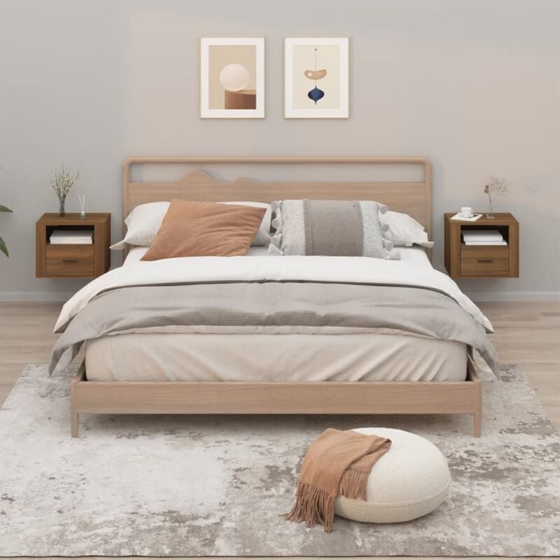 Vidaxl - Tables de chevet murales 2 pcs Chêne marron 50x36x40 cm