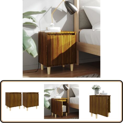 Tables de chevet pieds en bois 2 pcs Chêne marron 40x30x50 cm - Table De Chevet - Meuble De Chambre - Table D'appoint - Design Scandinave - Table Basse