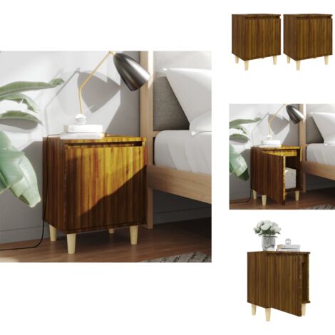 Tables de chevet pieds en bois 2 pcs Chêne marron 40x30x50 cm - Table De Chevet - Meuble De Chambre - Table D'appoint - Design Scandinave - Table Basse
