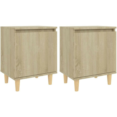 Tables de chevet pieds en bois 2 pcs Chêne sonoma 40x30x50
