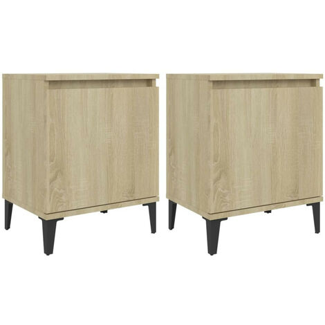 Tables de chevet pieds en métal 2 pcs Chêne sonoma 40x30x50 cm 2