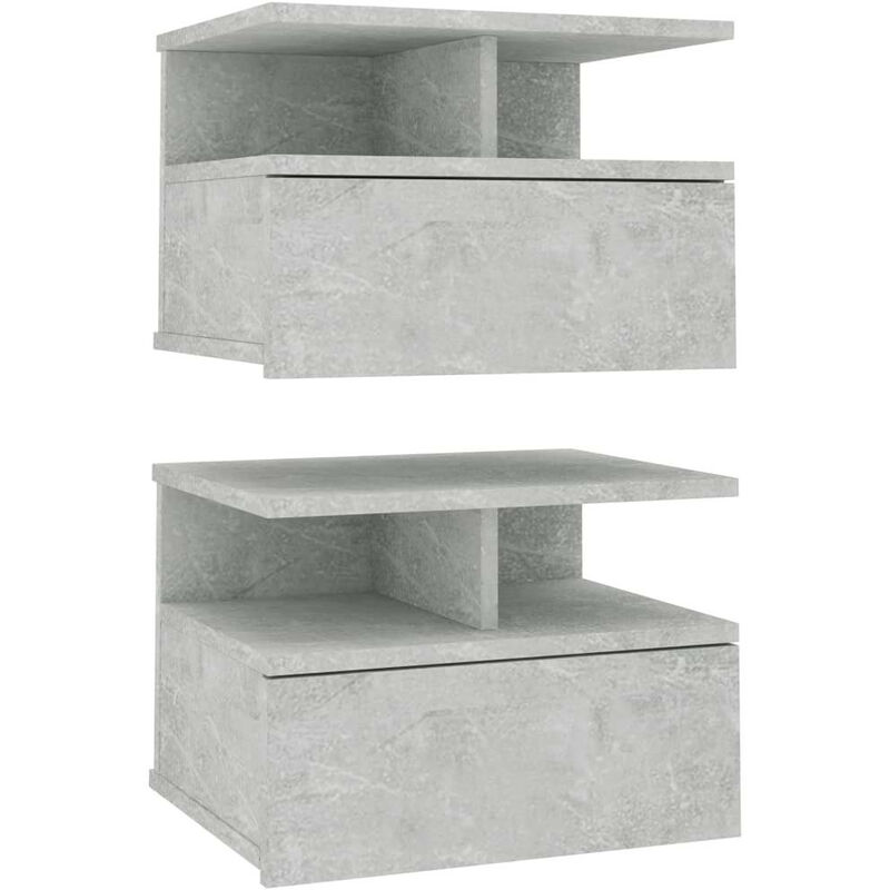 Tables de chevet suspendues 2 pcs Gris béton 40x31x27 Tables de chevet suspendues 2 pcs Gris béton 40x31x27