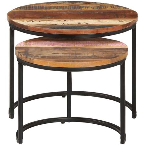 Tables gigognes 2 pcs  Table de salon  Table de café Bois de récupération massif