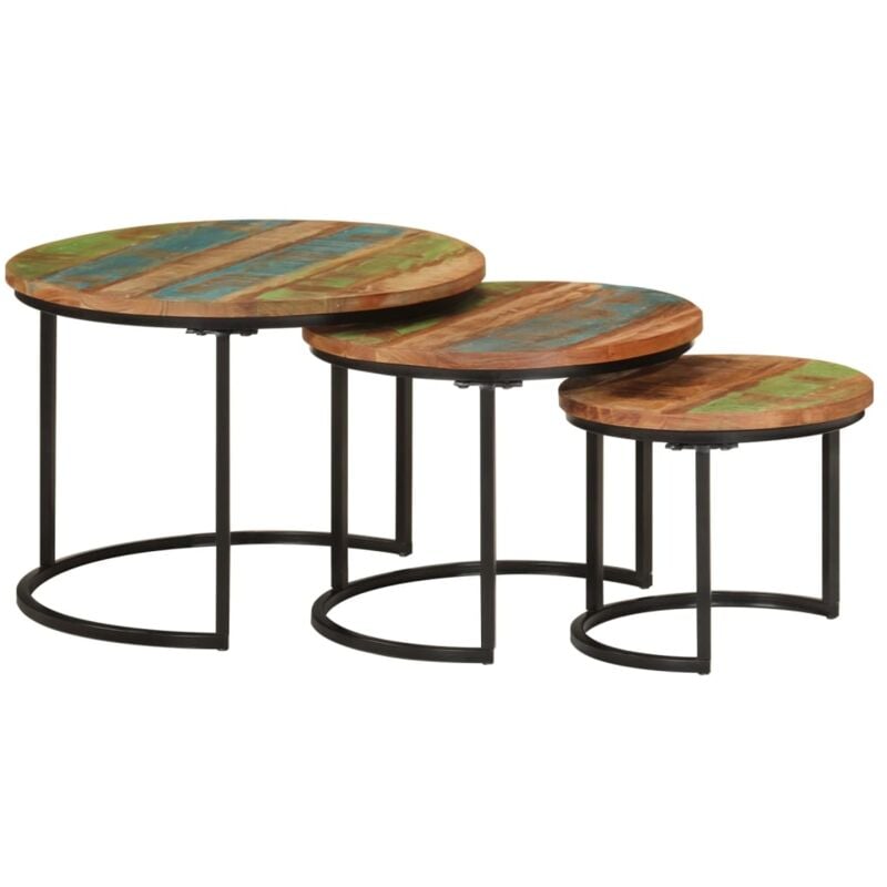 Tables gigognes 3 pcs bois massif de récupération Vidaxl