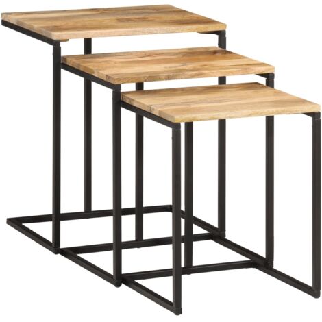 Tables gigognes 3 pcs bois massif d'acacia