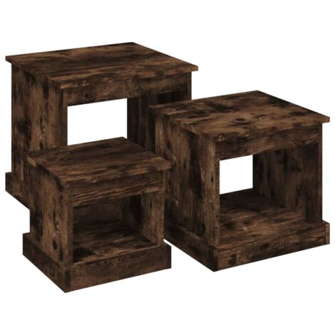 Tables gigognes 3 pcs chêne fumé bois d'ingénierie