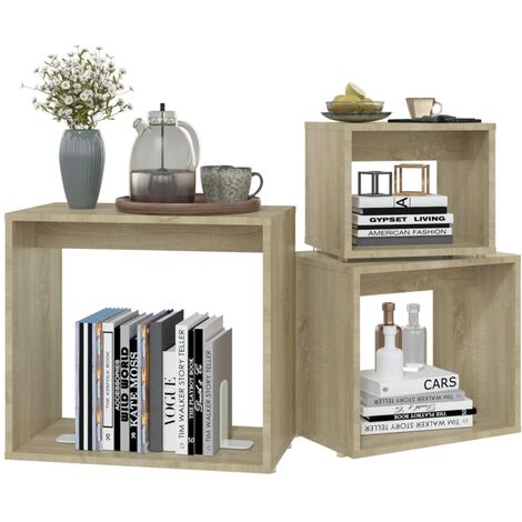 Tables gigognes 3 pcs Chêne sonoma