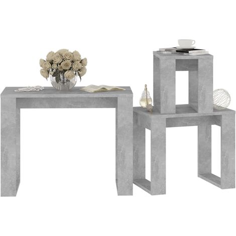 Tables gigognes 3 pcs Gris béton 3