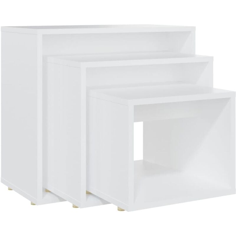 Tables gigognes 3 pcs Blanc Aggloméré Vidaxl