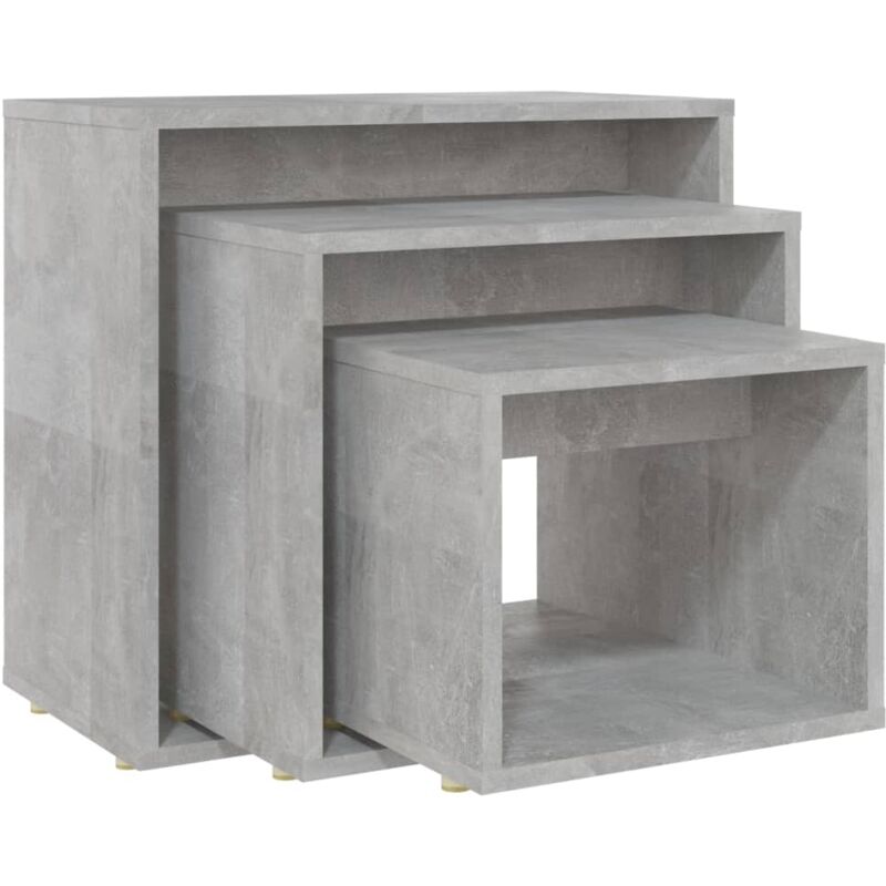 Tables gigognes 3 pcs Gris béton Aggloméré Vidaxl