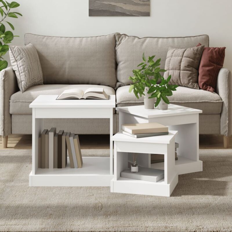 Tables basses 3 pcs blanc bois d'ingénierie vidaXL