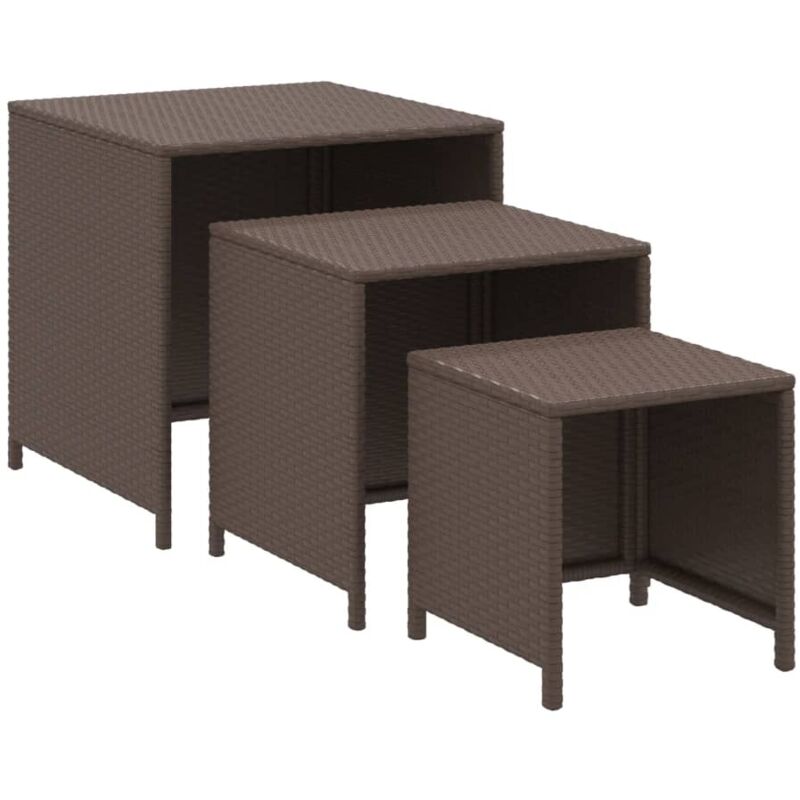 Tables gigognes 3 pcs marron résine tressée Vidaxl