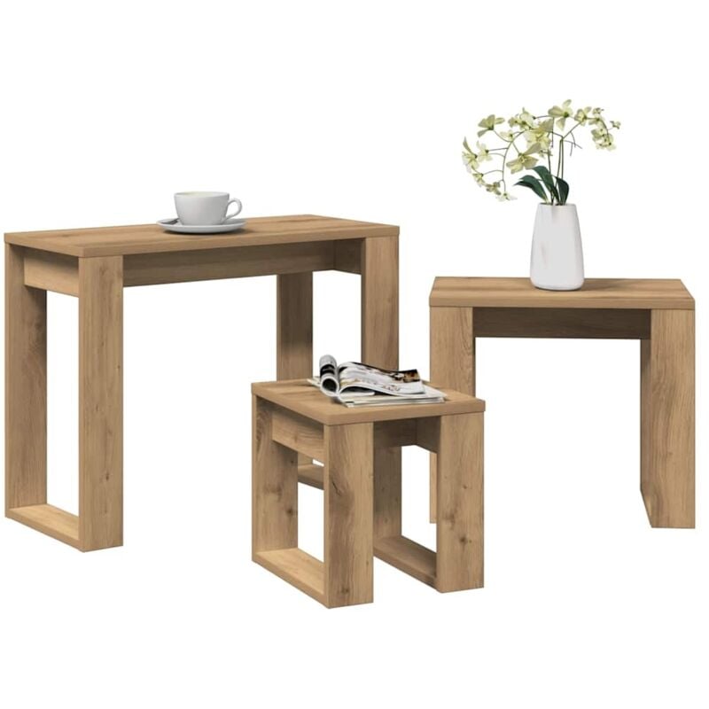 Vidaxl - Tables gigognes 3 pcs chêne artisanal bois d'ingénierie