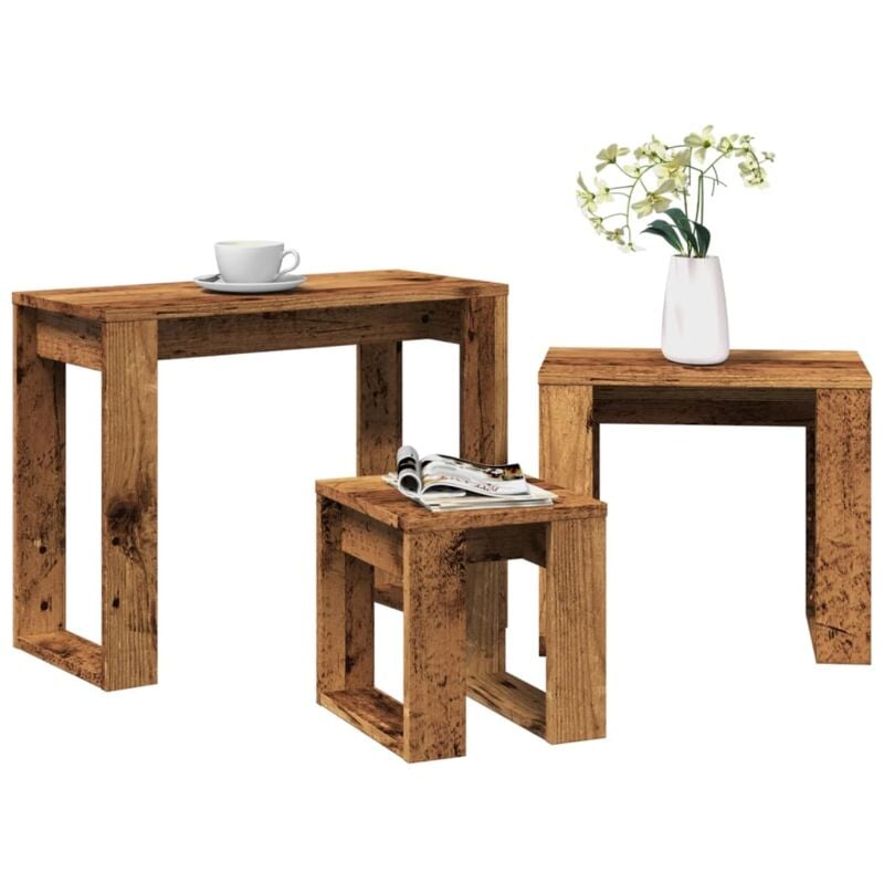 Vidaxl - Tables gigognes 3 pcs vieux bois bois d'ingénierie