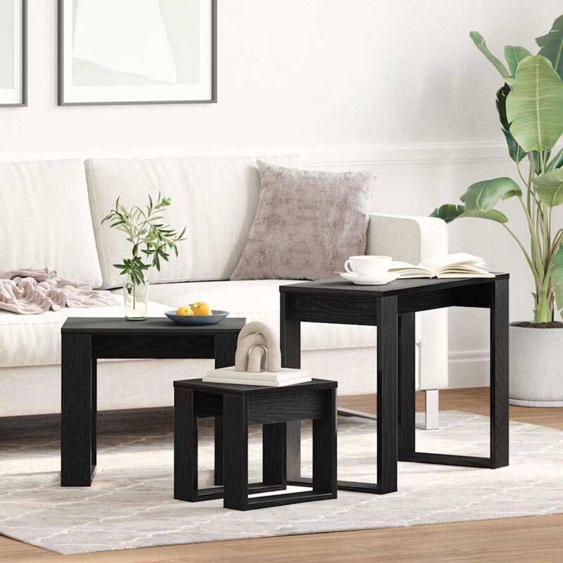 Vidaxl - Table Gigogne 3 pcs Chêne noir 61 x 28 x 47 cm