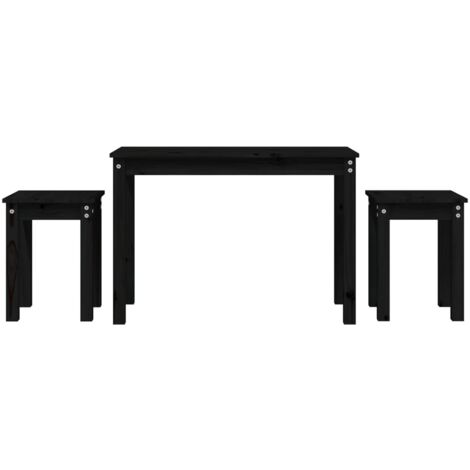 Tables gigognes 3 pcs Noir Bois de pin massif