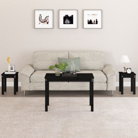 Tables gigognes 3 pcs Noir Bois de pin massif vidaXL
