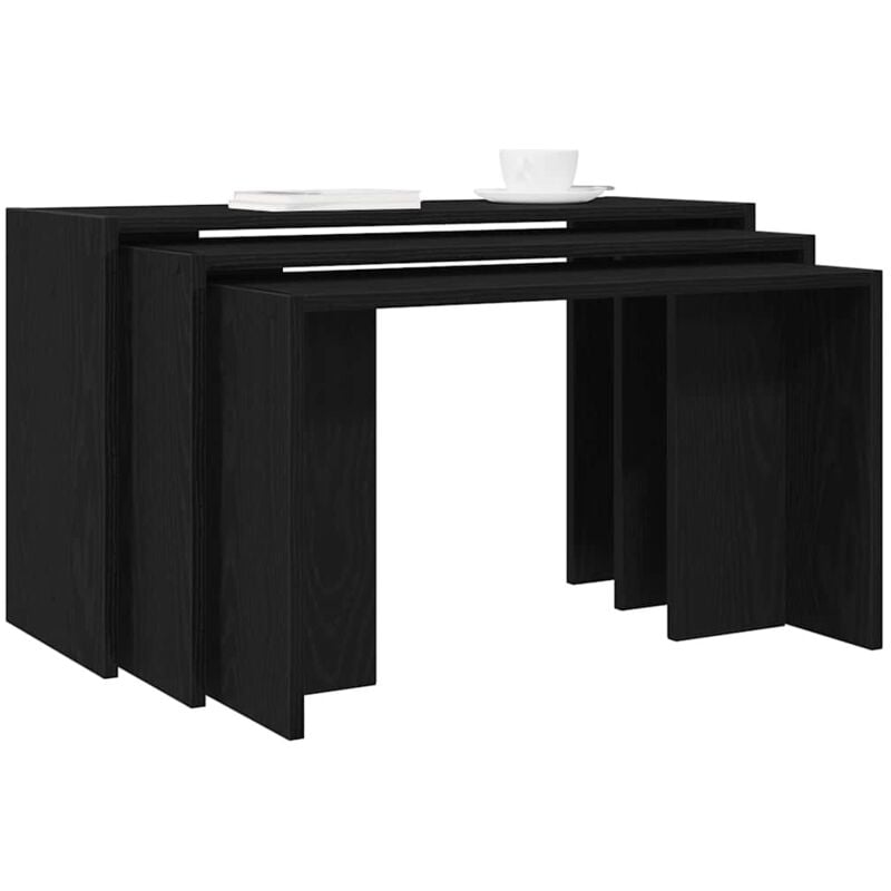 Tables gigognes 3 pcs noir bois d'ingénierie - Vidaxl