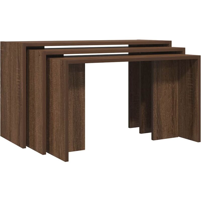 Vidaxl - Tables gigognes 3 pcs chêne marron bois d'ingénierie