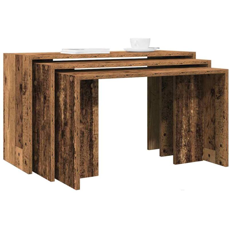 Vidaxl - Tables gigognes 3 pcs vieux bois bois d'ingénierie