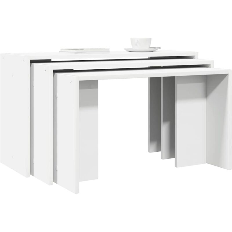 Tables gigognes 3 pcs blanc bois d'ingénierie Vidaxl