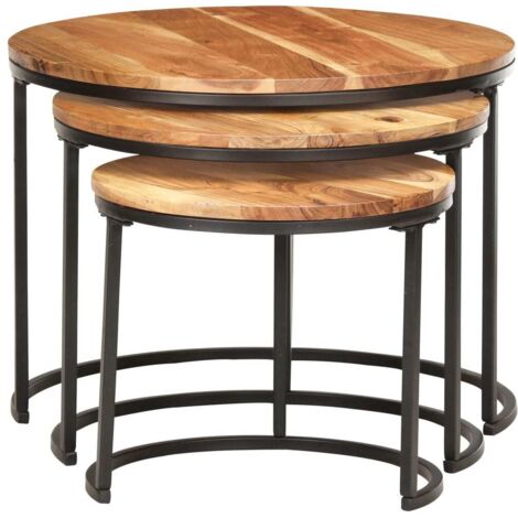 Tables gigognes 3 pcs  Table de salon  Table de café Bois d'acacia massif