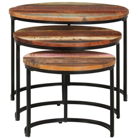 Tables gigognes 3 pcs  Table de salon  Table de café Bois de récupération massif