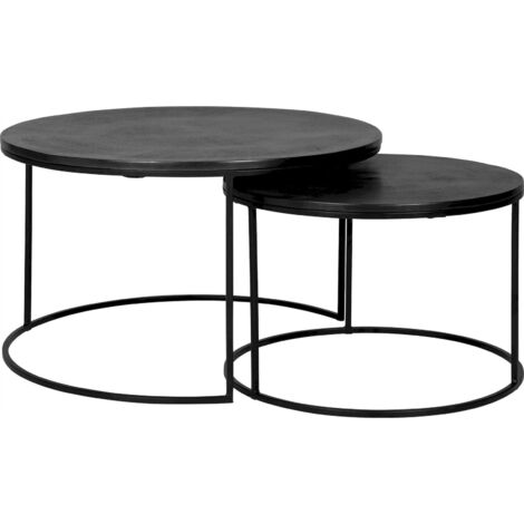 Tables gigognes Bolder lot de 2 aluminium - Noir sur noir
