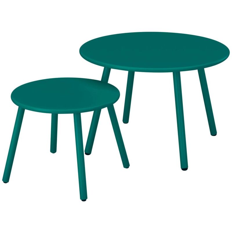 Vente-unique - Tables gigognes de jardin en métal - Bleu canard - mirmande de mylia