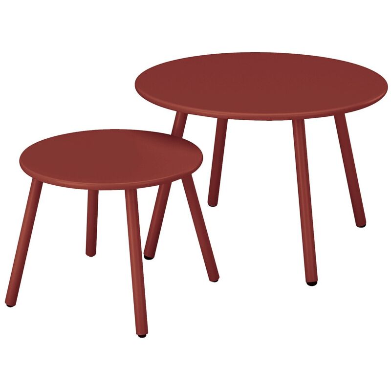 Tables gigognes de jardin en métal - Rouge - MIRMANDE de MYLIA