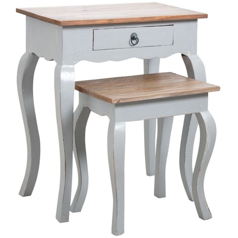 aubry gaspard - tables gigognes en bois gris antique - gris
