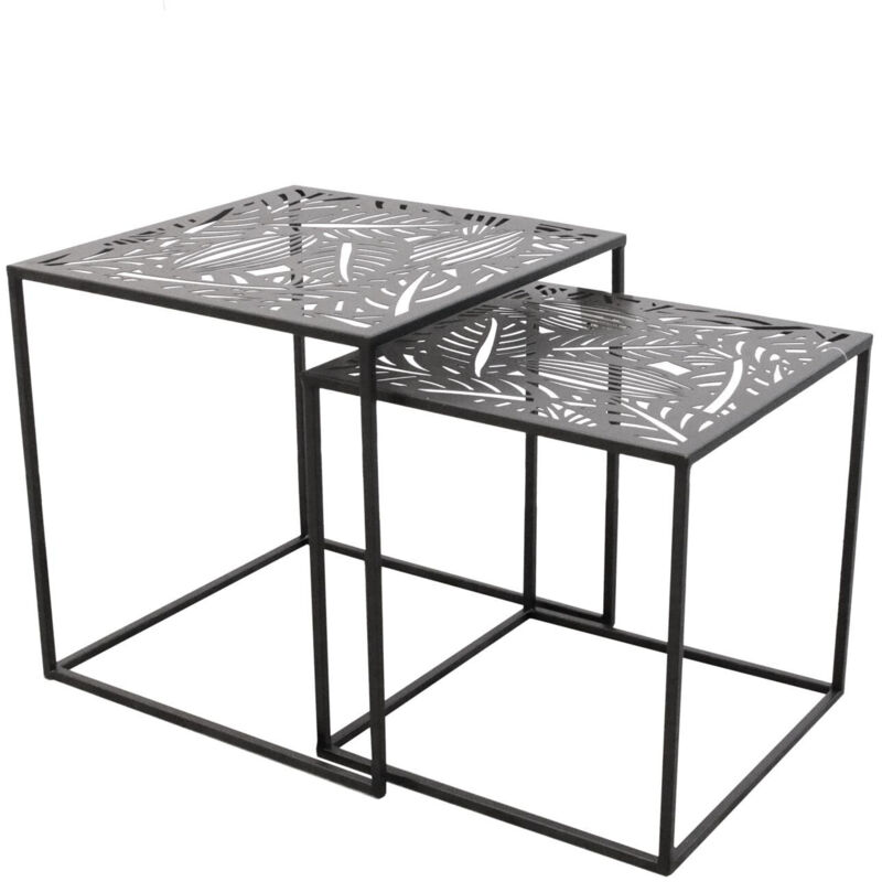 The Home Deco Factory - Tables gigognes en métal carrées (Lot de 2) Havana