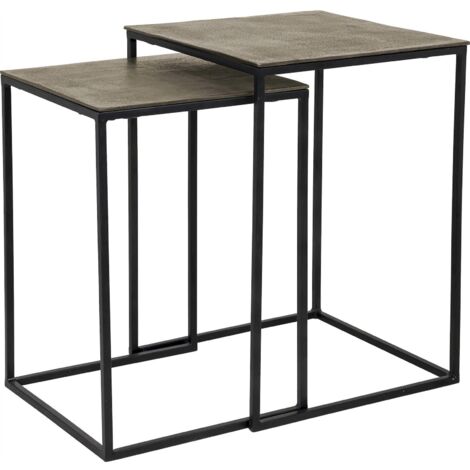 Tables gigognes Finn set of 2 - Champagne sur piètement noir