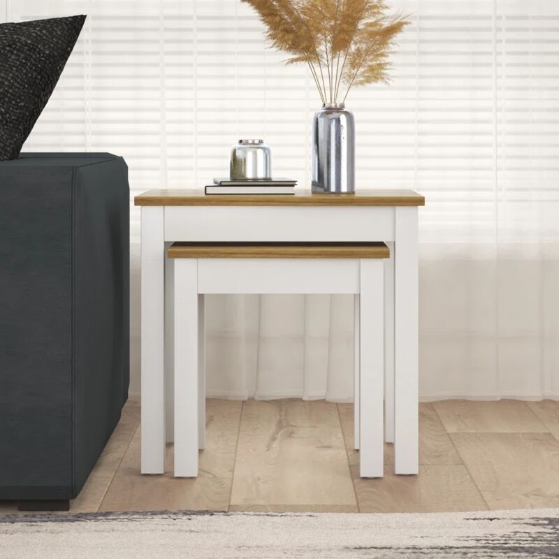 Tables Gigognes GALANO Sufy - 33cm W X 48cm D X 46cm H, Couleur Blanc