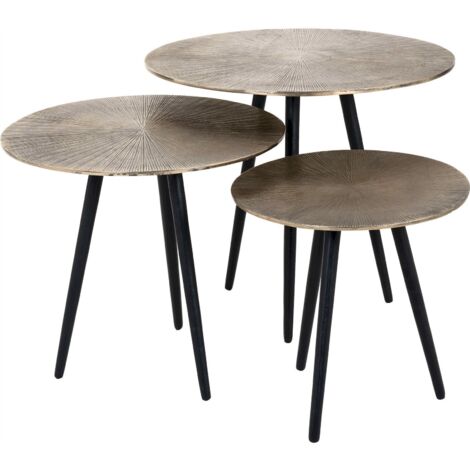 Tables gigognes lot de 3 Vittorio - Or champagne sur piètement noir