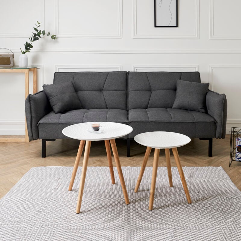 Tables gigognes rondes Relief (Lot de 2) Blanc