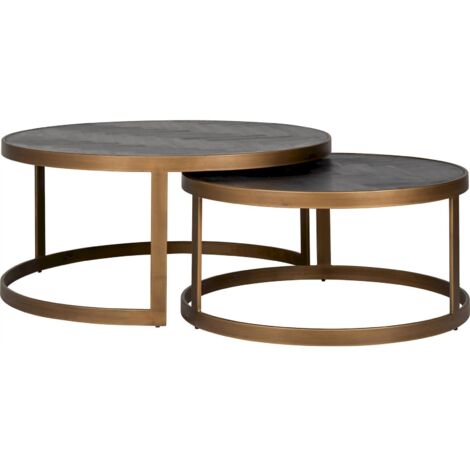 Tables gigognesbone lot de 2 - Noir sur piètement brossé