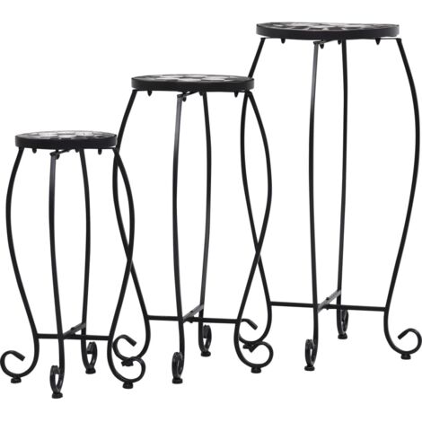 Tables mosaïque 3 pcs noir et blanc Céramique CFW103566