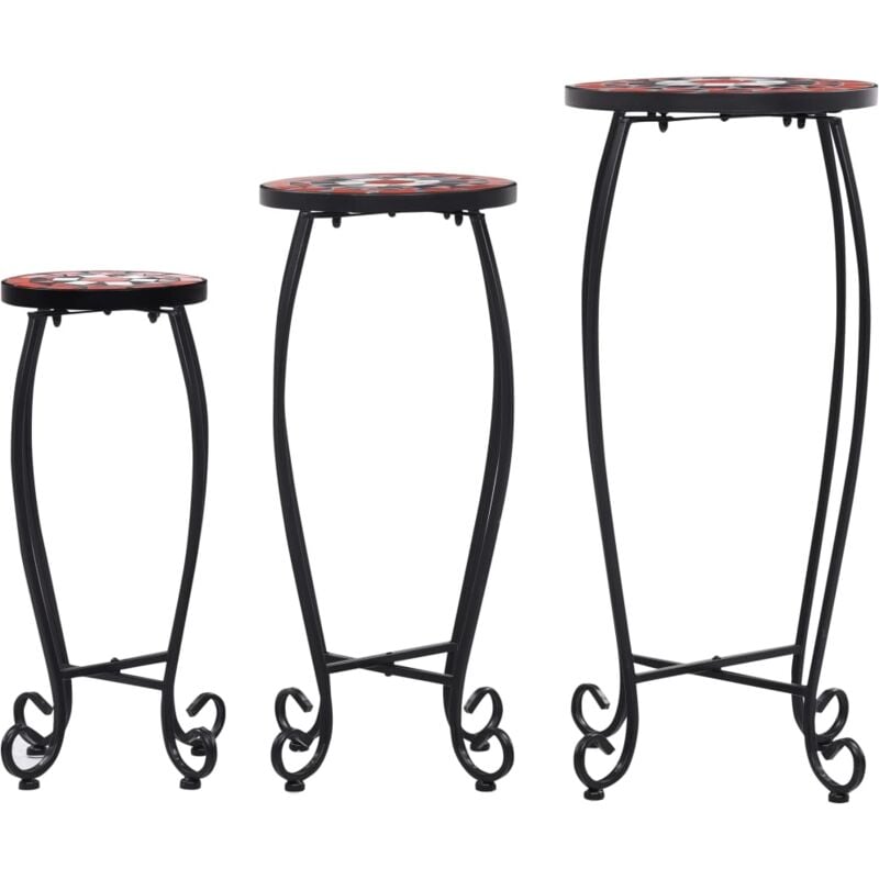 INLIFE Tables mosaïque 3 pcs Terre cuite et blanc Céramique