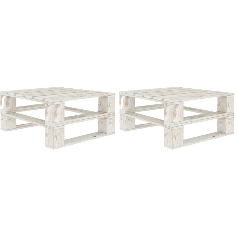 Vidaxl - Tables palette de jardin 2 pcs Blanc Bois